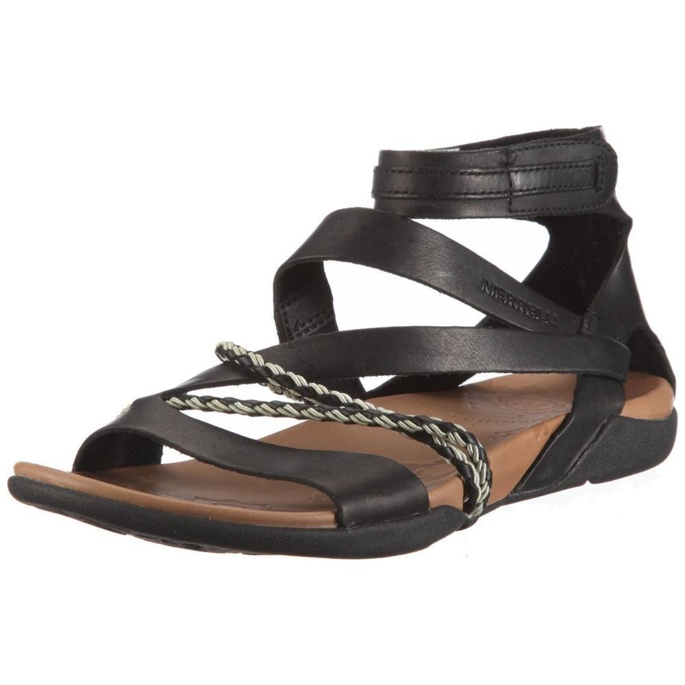 Merrell Henna Black Leather Sandals 6
